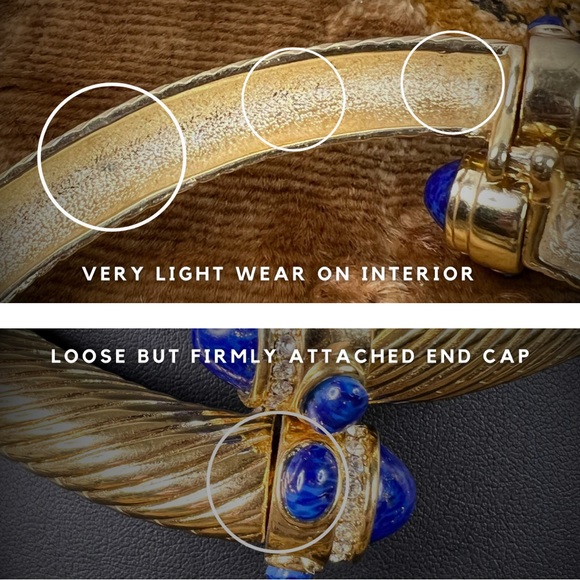 Vintage Givenchy 18k Gold Plated Torque Necklace w/ Glass Stones & Rhinestones - Picture 16 of 16